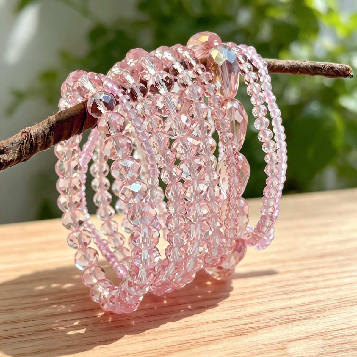 9pc Macaron-Colored Natural Crystal Bracelet Set for Women